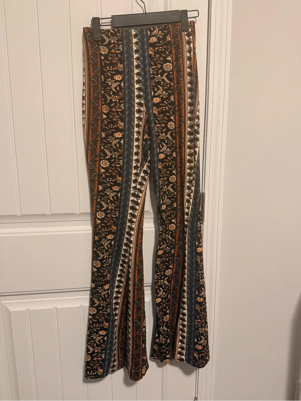 Boho Floral Stripe Flare Pants | Size Small
